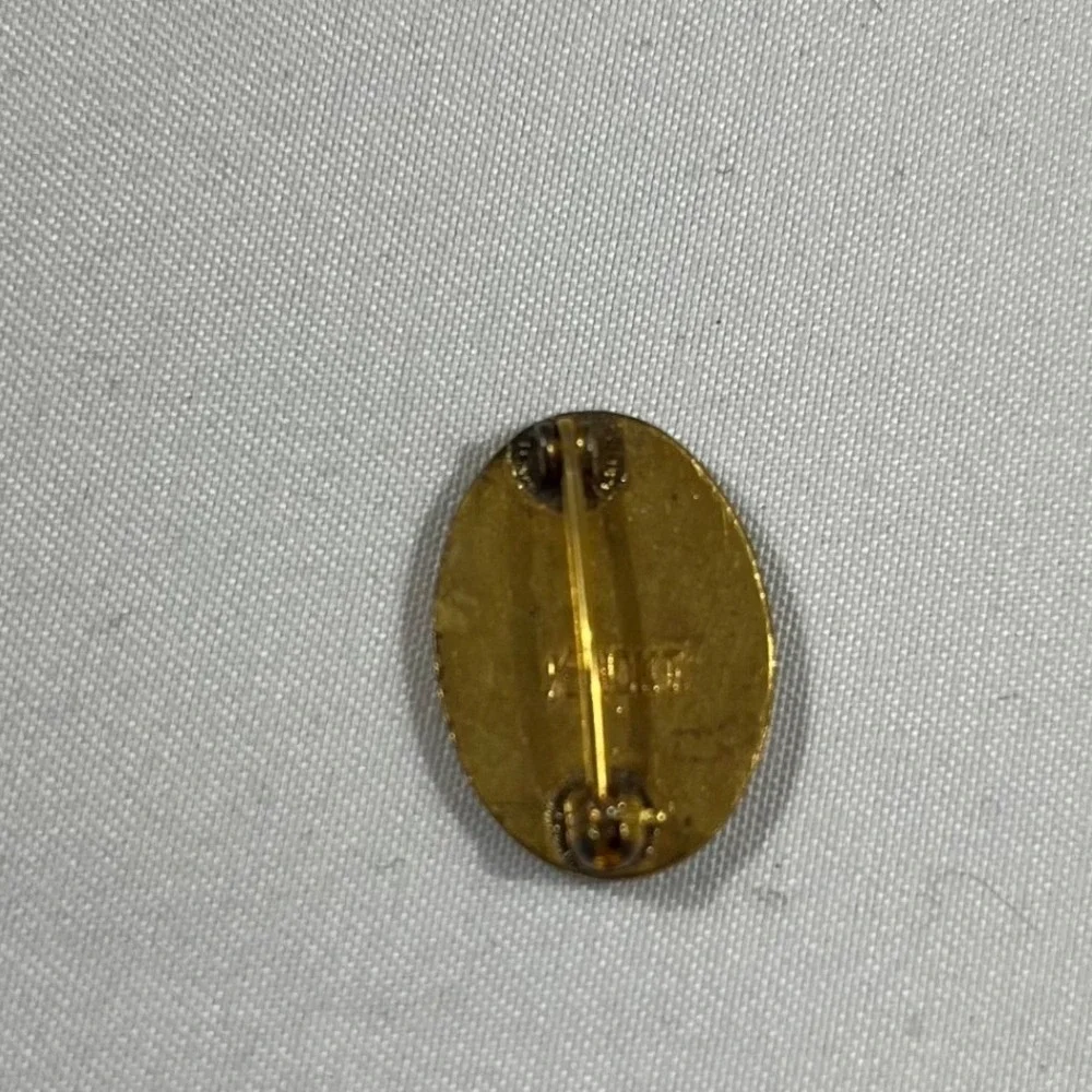 American Cancer Society Five Year Award Pin Gold Red Vintage Enamel